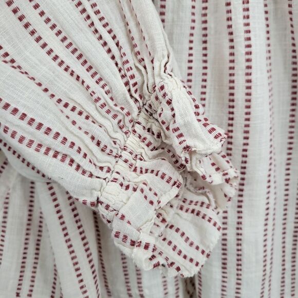 ELIZABETH AND JAMES Stripe Pintuck Peasant Blouse Top Boho Ruffle XL - Picture 6 of 14